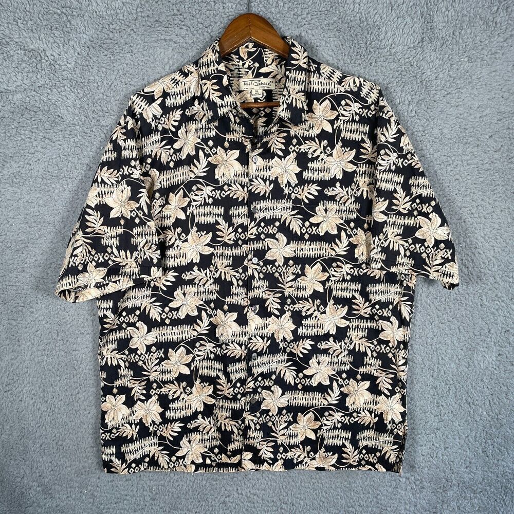 Tori Richard Mens Shirt XL Cotton Lawn Floral Vintage Hawaiian Button Up